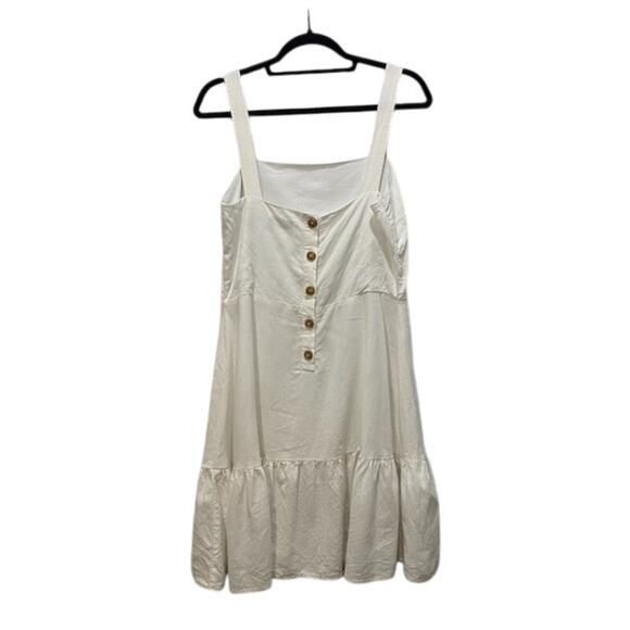 NEW YORK & COMPANY Women's L White Linen Blend Sleeveless Sundress Coastal Beach - Picture 4 of 6